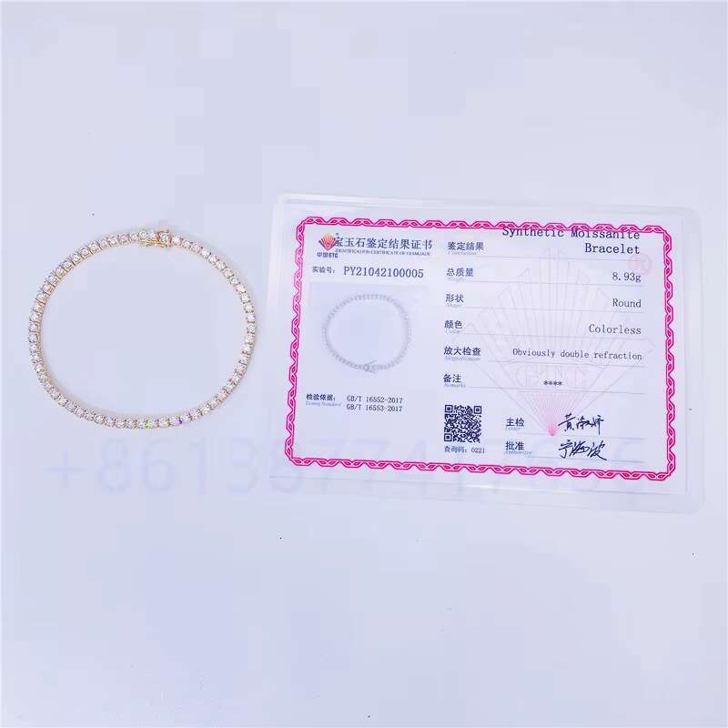 Real 10K Yellow Gold 3mm 4mm 5mm VVS Moissanite Bracelet Tennis Gold Bracelets