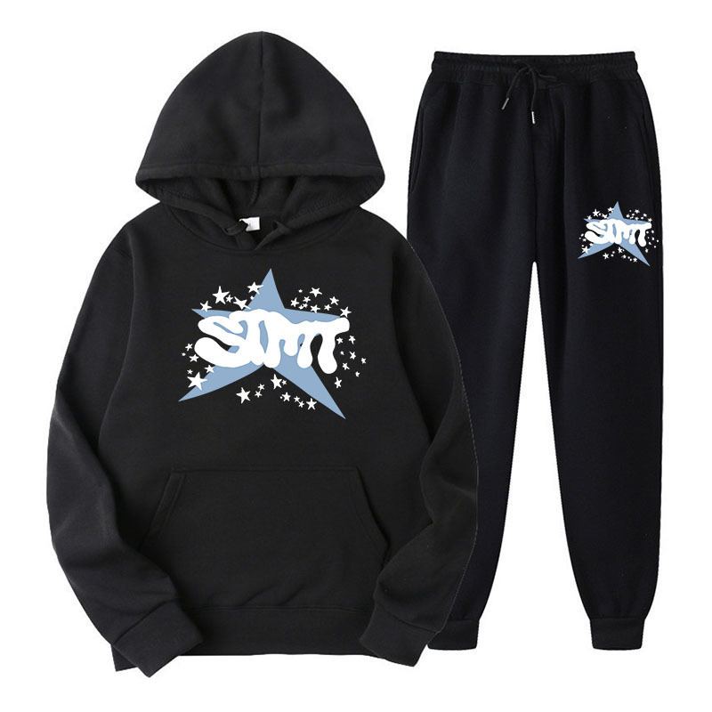 2 Pcs Tracksuit Coords Y2K Retro Men Balaclava Hoodie Embroidery Pattern Streetwear Dark Unisex Oversized Masked Sweatshirt Set 250910