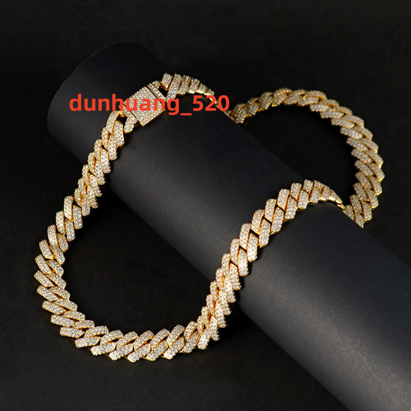 Pass Diamond Tester Jewelry 13mm Width 925 Sterling Silver Vvs Moissanite Diamond Cuban Link Chain