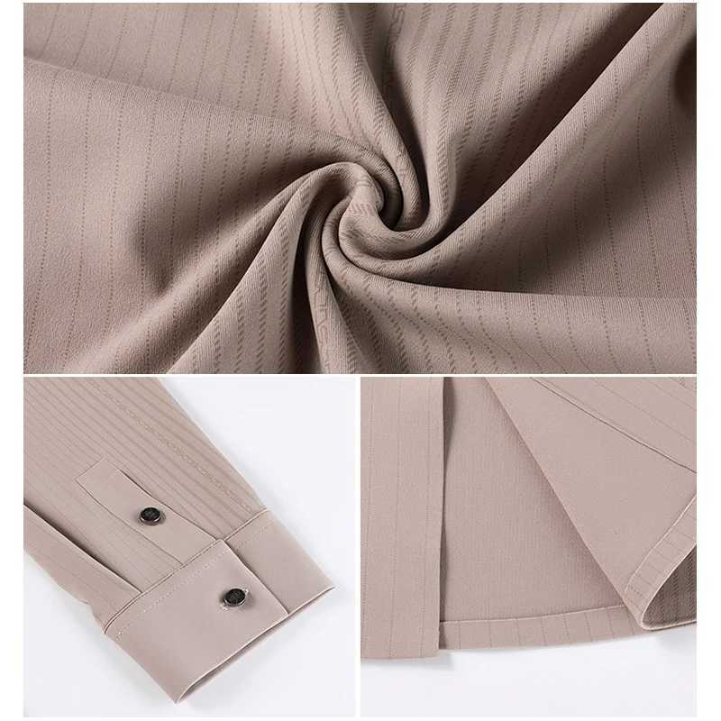 Mens Stretch Stripe Shirt - Elegant Slim Fit Long Sleeve for Business Casual Wrinkle-Resistant Office-to-Commute Wear M-4XL K251110