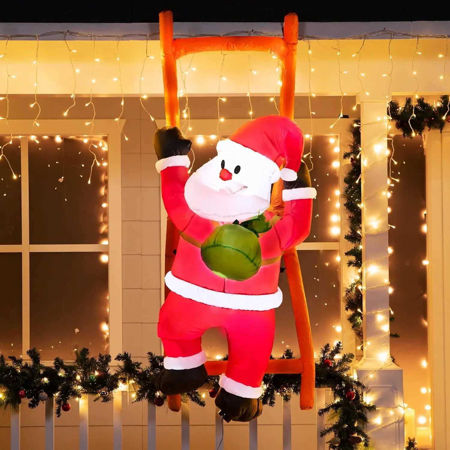 Christmas JOYFY 6 FT Christmas Inflatable Climbing Santa Hanging Inflatable Christmas Yard Decorations for Xmas Party Lawn Dcor Y251111