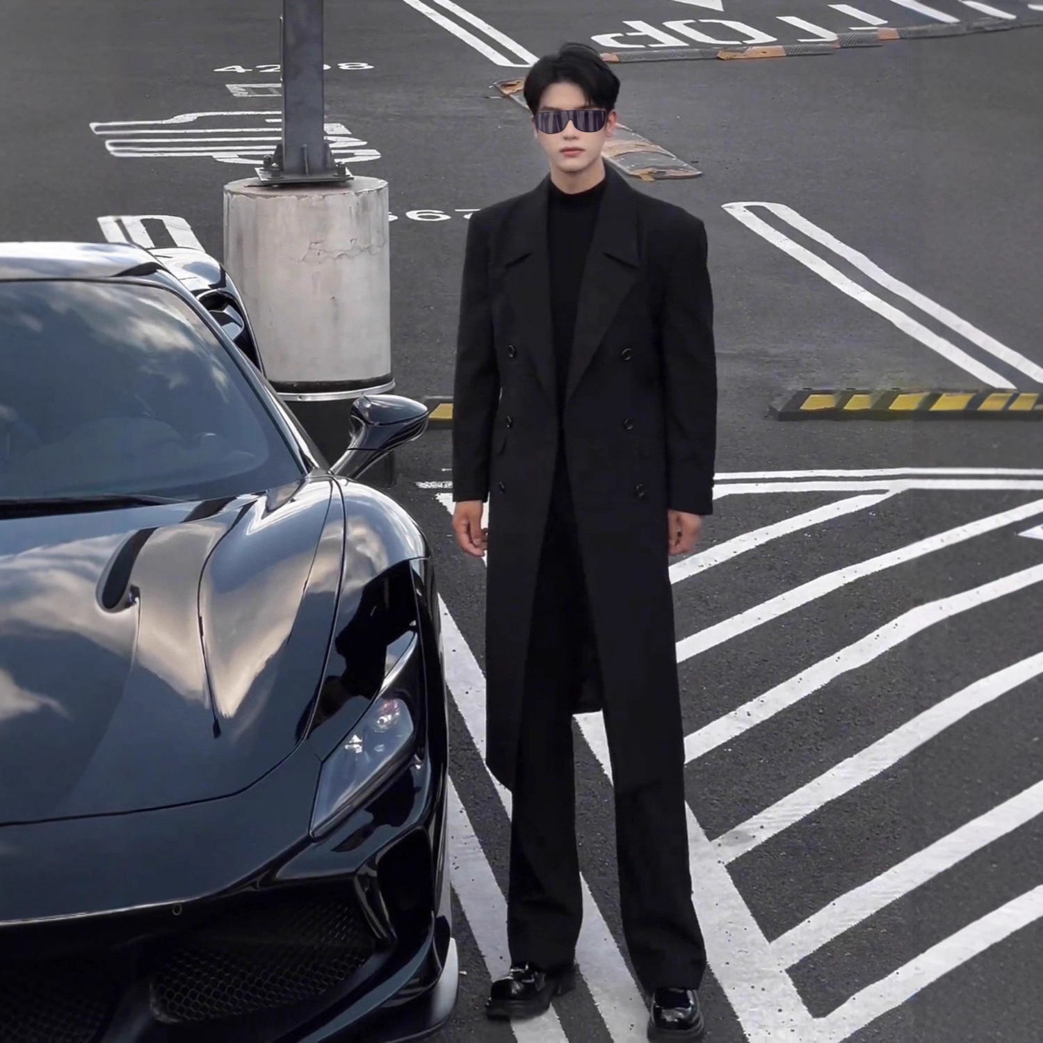 Loose French Style Elegant Trench Coat for Men, Fashionable Double-Breasted Autumn and Winter Light Mature Style Trendy Drop Shoulder Men's Wool 