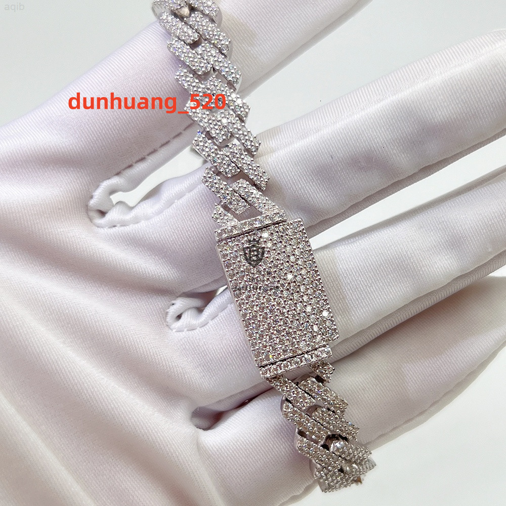Wholesale Iced Out Jewelry Gra Certificate 7inch 8inch Hip Hop Mens Moissanite 10mm Silver Cuban Bracelet