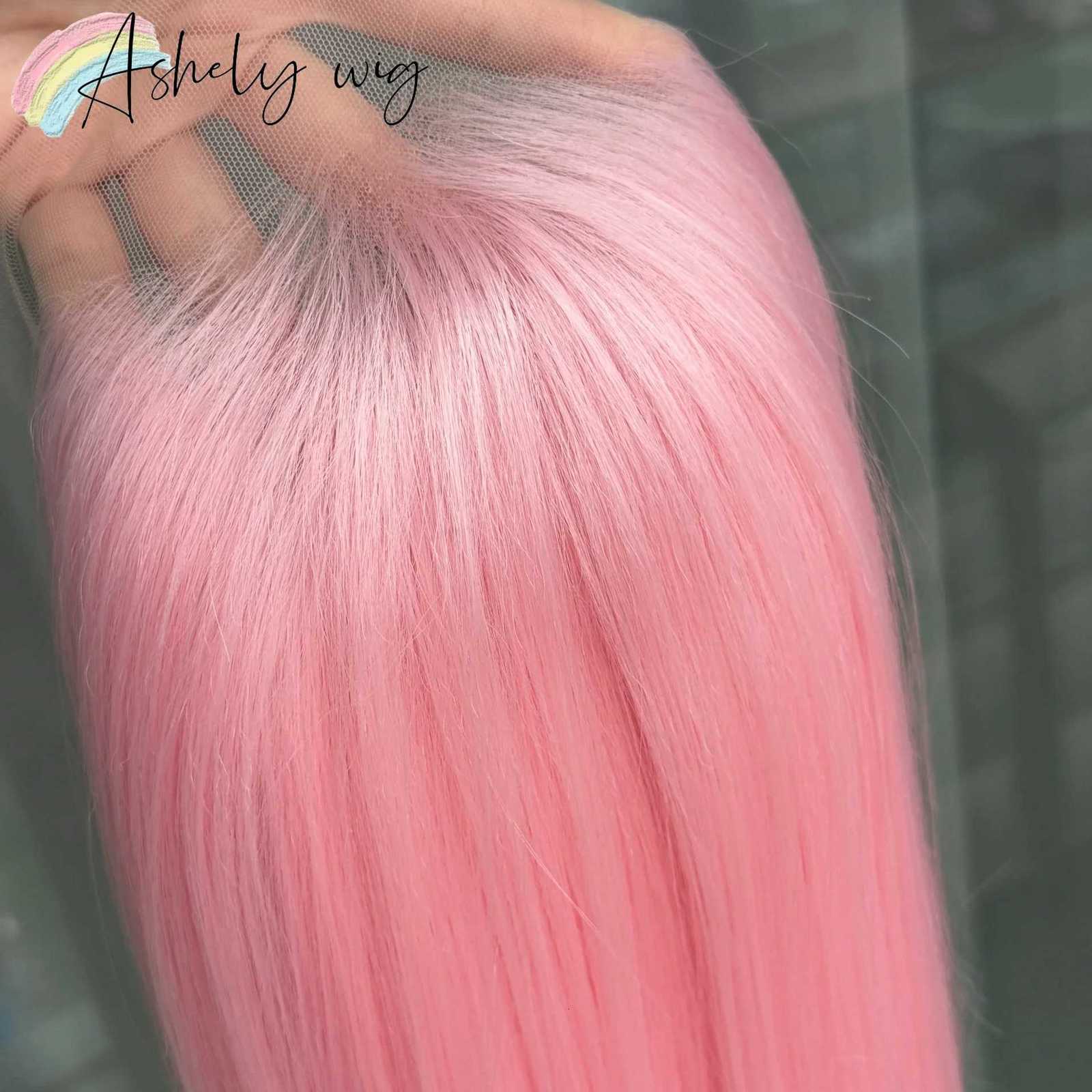 Light Pink Wig for Women 13x4 Lace Front Wig 26inch Long Straight Synthetic Wigs Soft Natural Heat-resistant Fiber Cosplay WigT251111