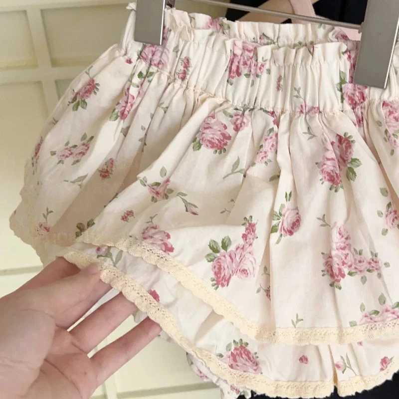 Korean Children 2025 New Fashion Summer New Girl Sleeveless Top Sweet Flower Skirt Set Cotton Sweet Girl Clothing SetXJ250410