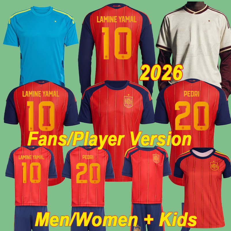 2026 World Cup SPAIN Soccer Jerseys PEDRI GAVI LAMINE YAMAL MORATA Carvajal OLMO FERRAN RODRIGO Jersey SPANISH Men Kid Kit Football Shirt Fan Player XXXXL
