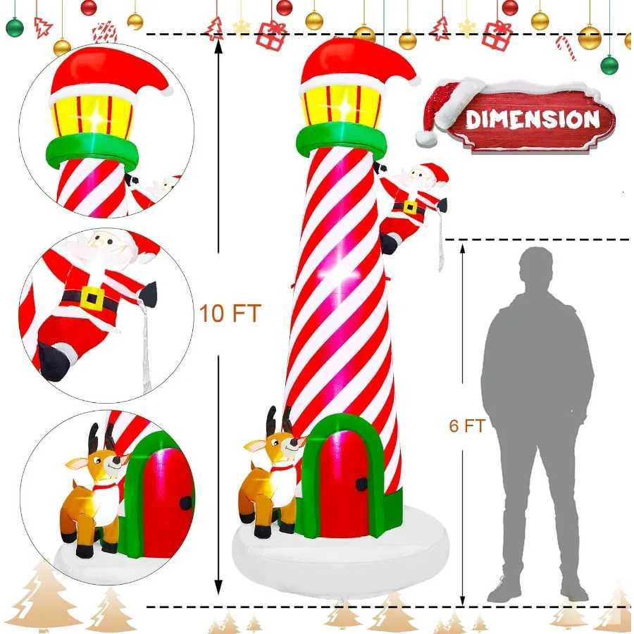 Christmas 10FT Christmas Inflatable Decoration Giant Lighted Lighthouse Blowups with Santa and Reindeer AirBlown Ornaments with Storage B Y251111