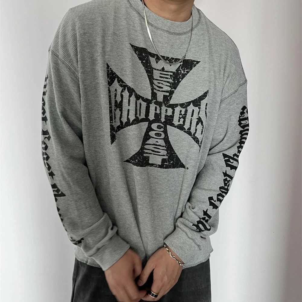 Yao888 Retro Loose Street Clothing Hip Hop Sanskrit Printed T-shirt Long Sleeve Oversized Y2k Mens High Quality Fashion T-shirt M250411