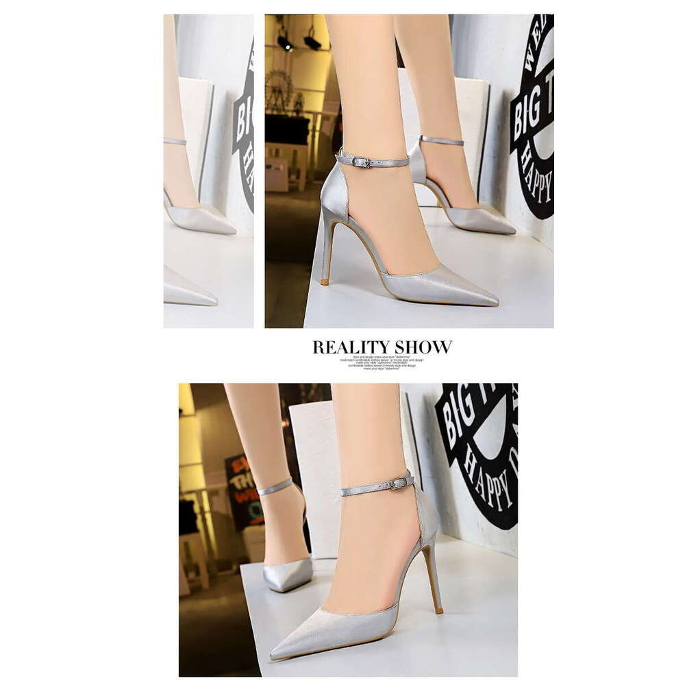 Designer Shoe 34-43 Plus Size Nude pink Pointed toe stiletto Satin sexy heels sling back Sandals ballroom dance Designer Shoe shoes women
