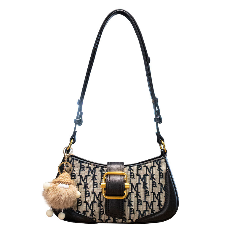 2025 New trendy niche shoulder bag high-end custom embroidery baguette underarm bag light luxury handbag cross body bag for women