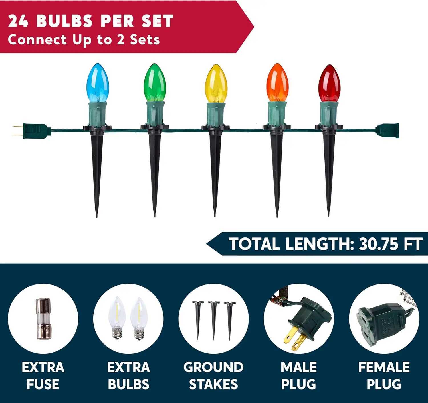 Christmas JOYFY C9 Christmas Pathway Marker String Lights 3075ft 24 Outdoor Multicolor with Stakes for Holiday Waterproof Outside Garden Y251111