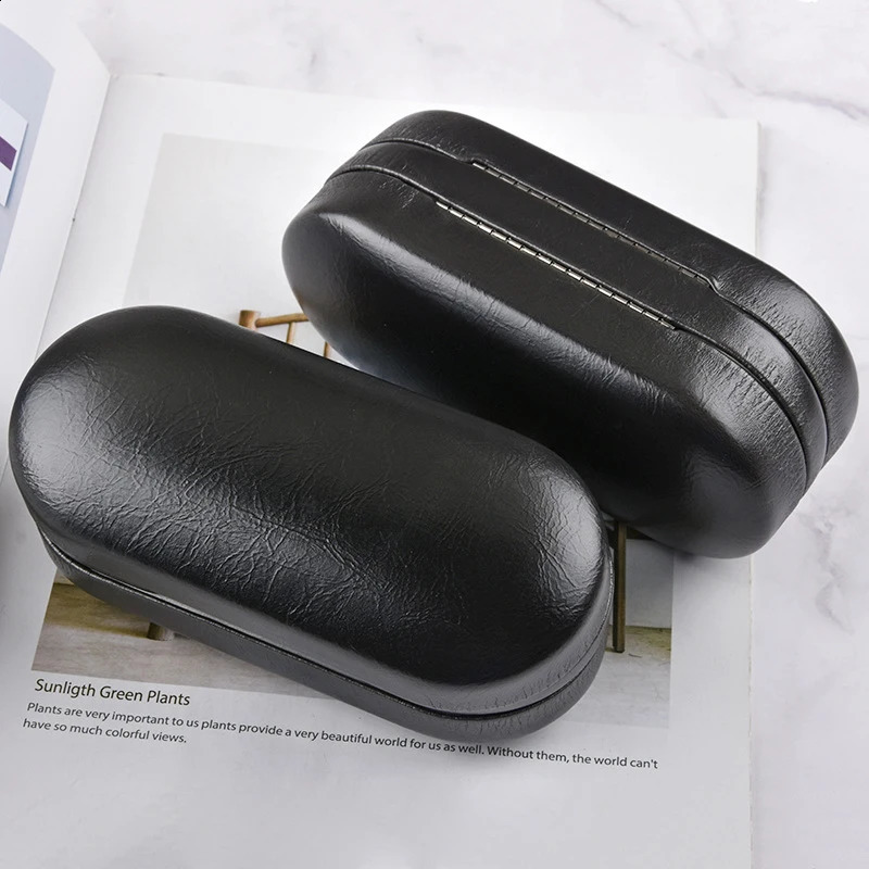 High quality multifunctional double-layer metal glasses case kit bracket box dual-use leather reading glasses case 250409