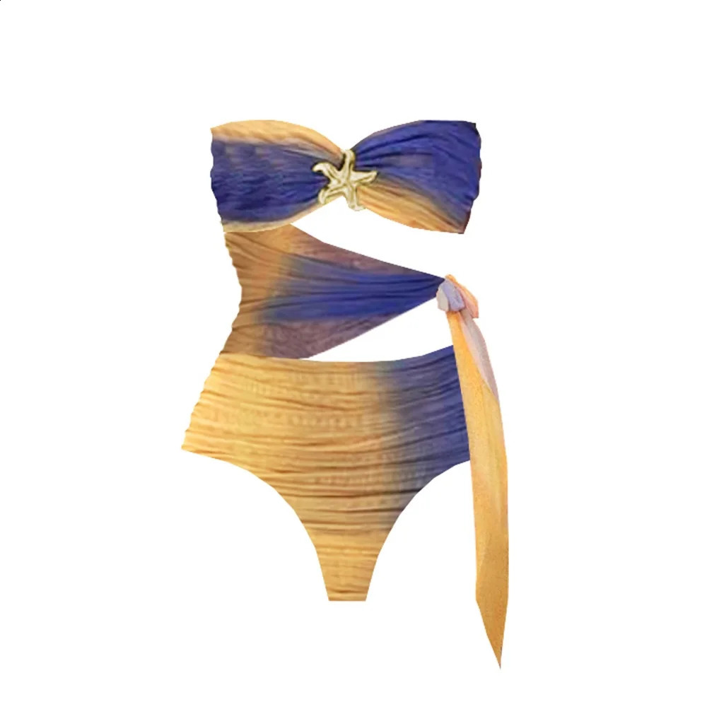 2 Pcs Hollow Swimsuit Sexy Women Bikini 2025 Cut Out Swimwear Female Swimming Suit Long Skirt Deep V Biquini Bodysuit Beachwear 250410