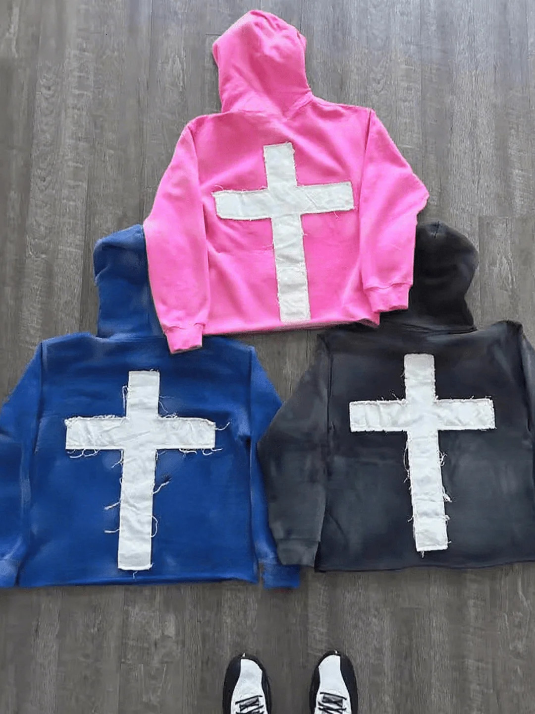 Cross Letter Patch Embroidery Sports Y2K Street Hip-Hop Cross-Border Fashion Loose Hoodie Sweatshirt 251110