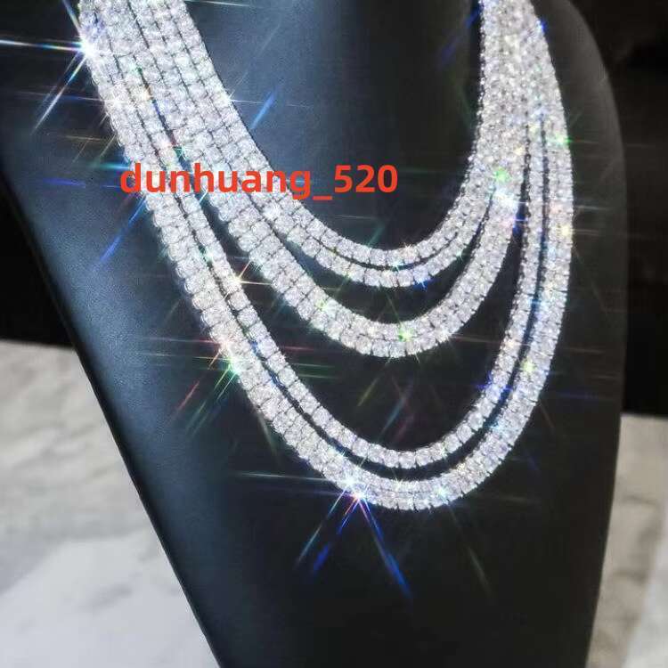 Fine Sparking Gold Plated Necklace Jewelry Iced Out VVS Moissanite Dia Sier Hip Hop Tennis Chain