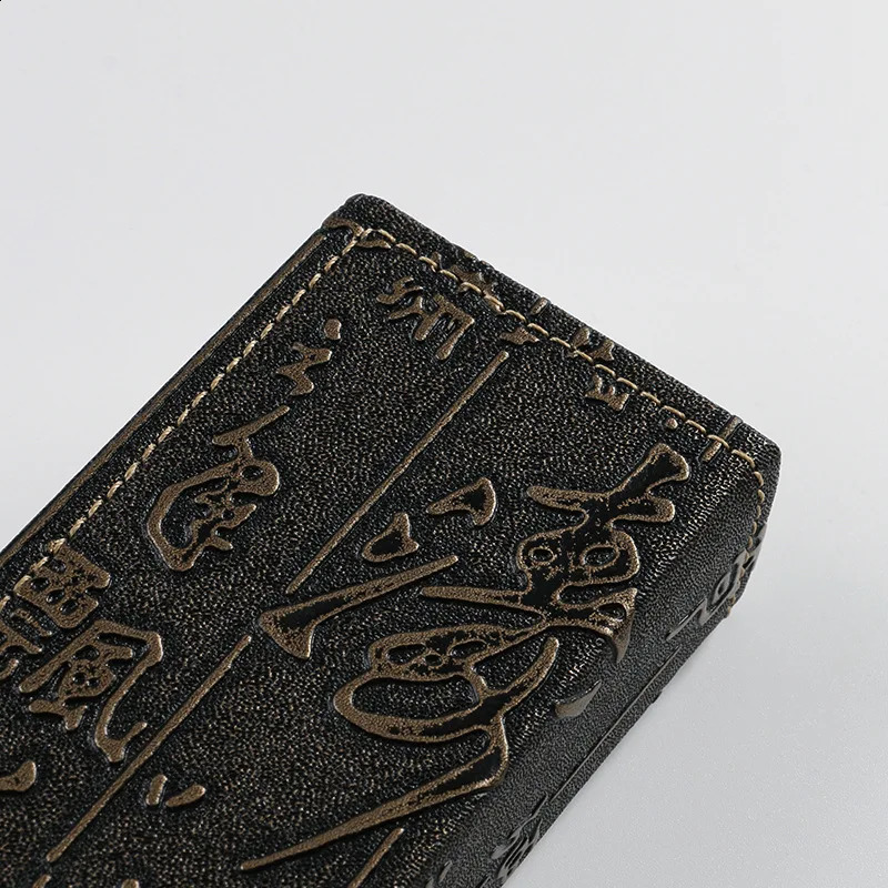 Retro leather glasses case with Chinese character Yang carving technology square sunglasses box with plush lining and cleaning dropper 250409