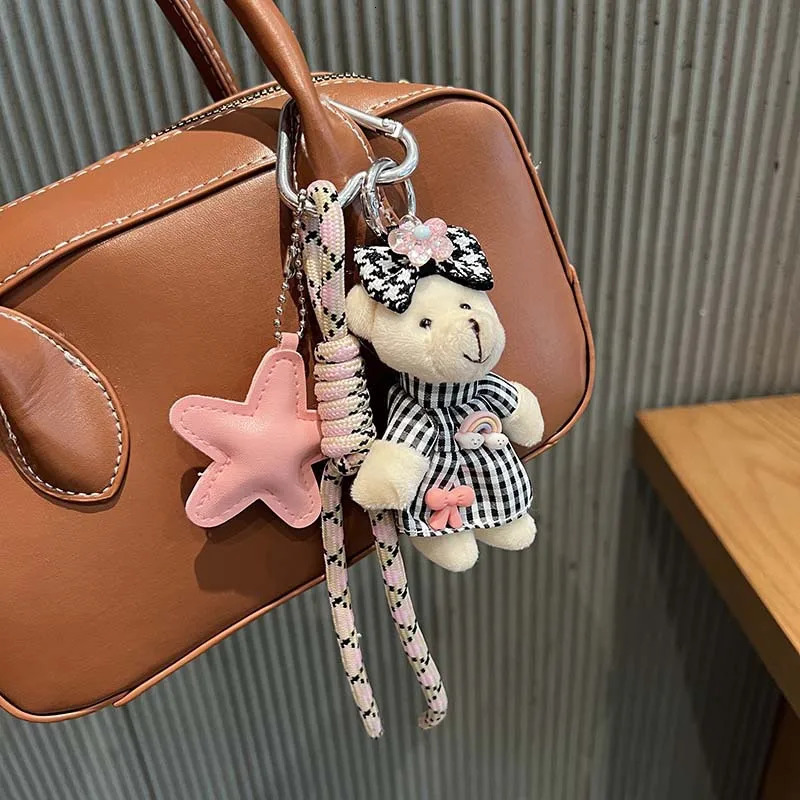 Fashion Little Bear Key Chain five-pointed star braided rope Pendant girl Backpack decoration 251110