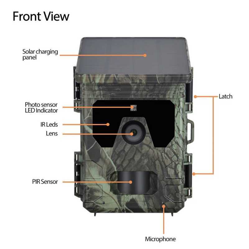 New solar powered charging hunting camera WiFi600 Pro BT WiFi outdoor monitoring camera 4K video 36MP application online video viewing X2504111