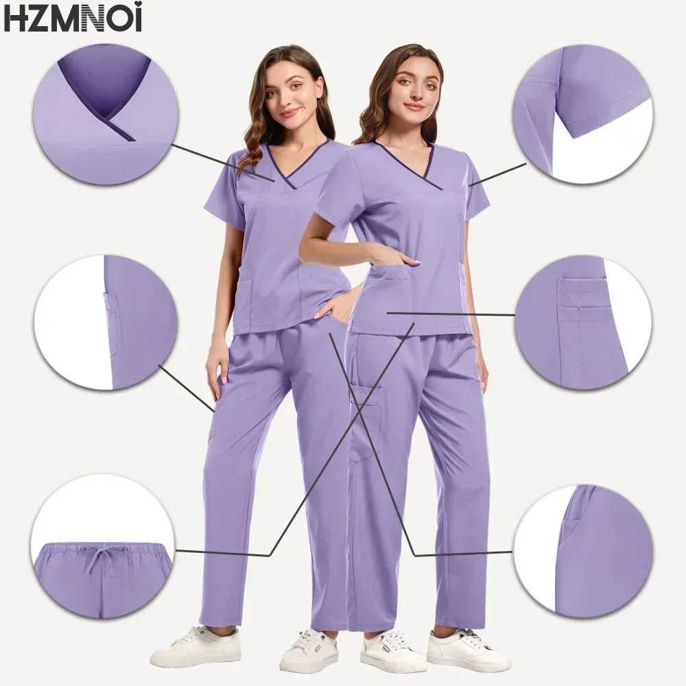 Fashion Medical Women Scrubs Uniform Hospital Doctors Clothes Nurses Accessories Dental Clinic Beauty Spa Sn Workwear Sets X250410