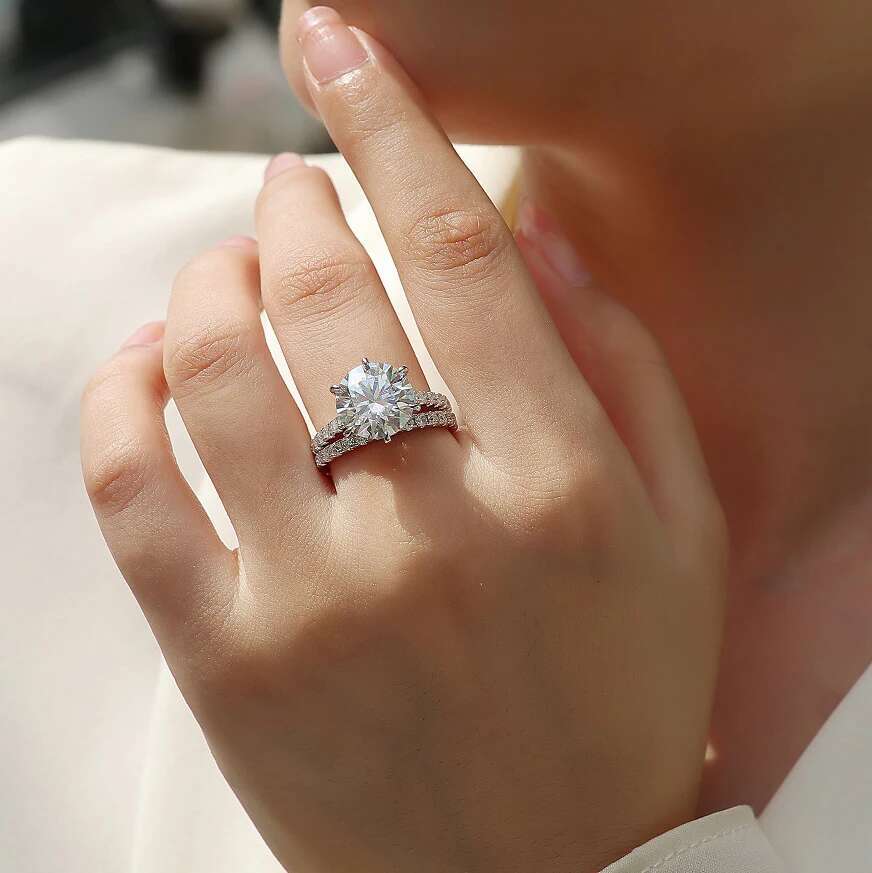 5CT Full Moissanite Diamond D Color Womens Ring S925 Sterling Sliver 18K White Gold Rings Fine Jewelry for Women