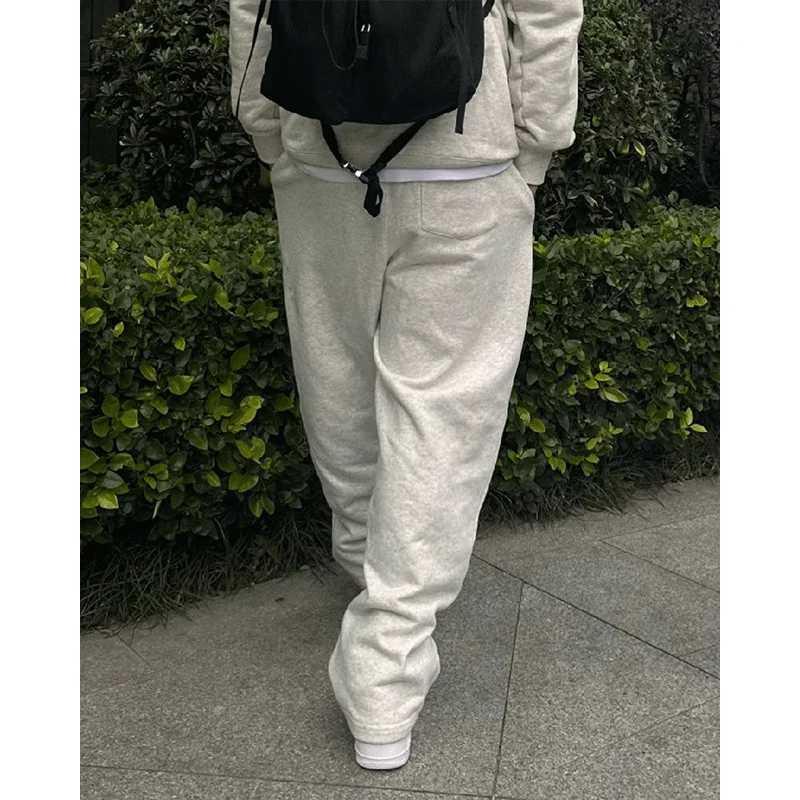 Men Sweatpants Korean Fashion Sportswear Drawstring Wide Leg Straight Track Pants 2024 Autumn Cotton Casual Loose TrousersXJ250904