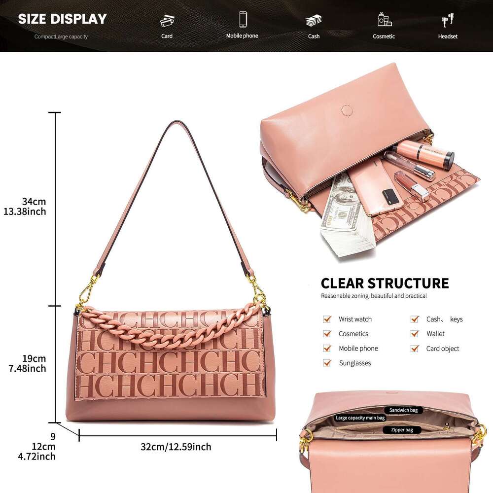 CH Simple Versatile Fashion Senior Ladies Shoulder Bag Design Sense Of Quality Brand Women's Bags Letter Printing