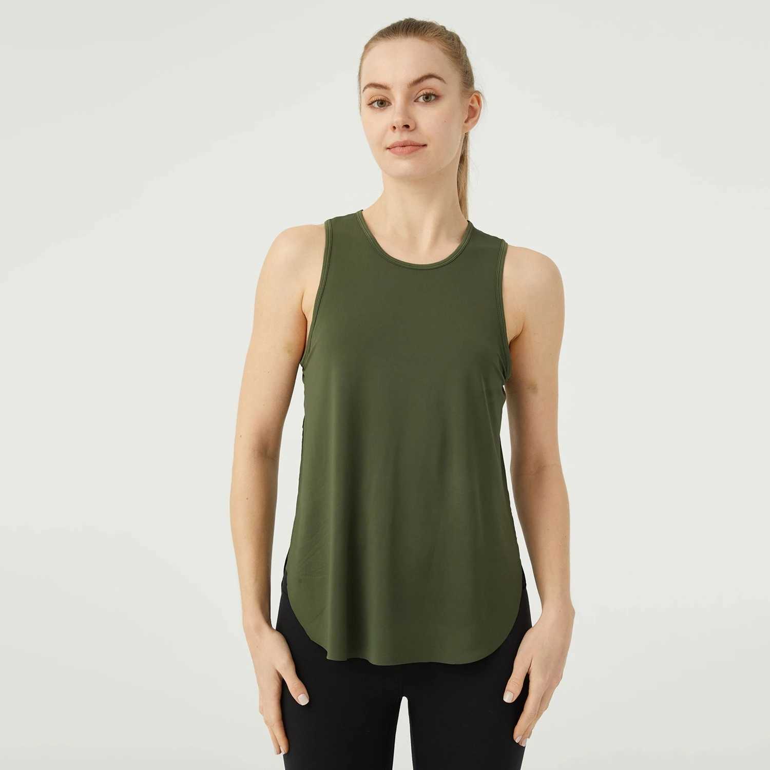 Hot summer sleeveless yoga T-shirt womens loose fitness running vest breathable quick drying fitness vest womens sportswearW250411