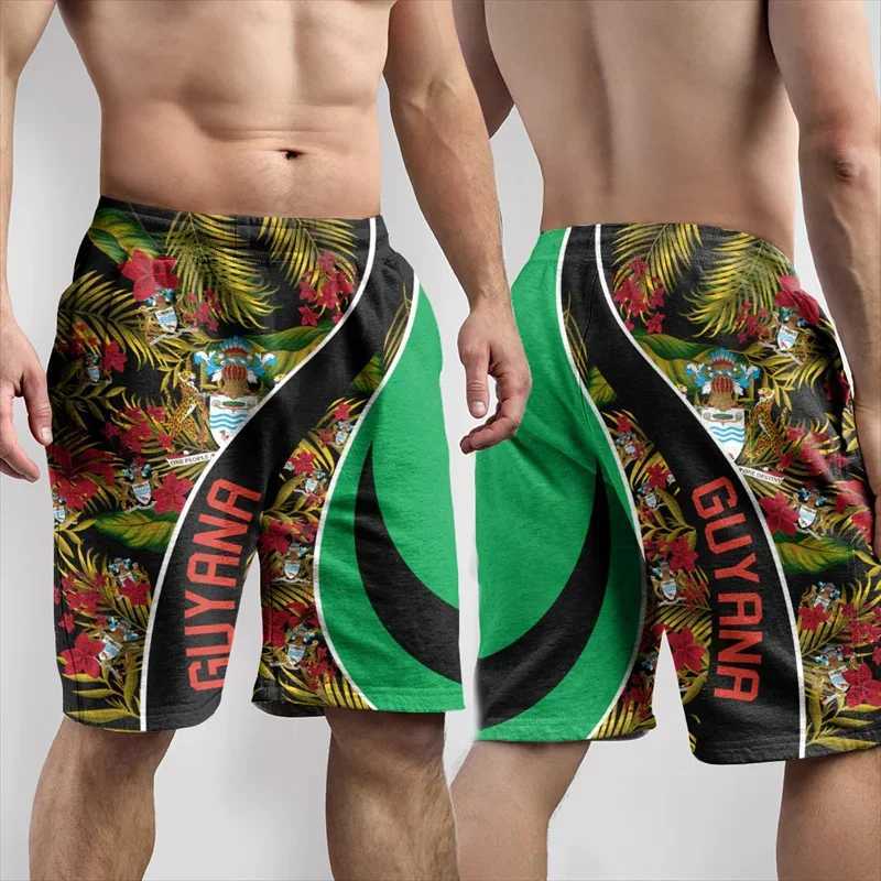 Guyana Flag Map 3D Printed Mens Shorts Casual Hawaiian Beach Shorts Guyana National Emblem Relay Mens TrousersW250410