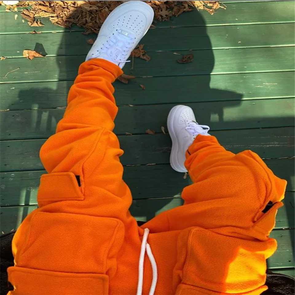 12 color sales multi pocket jogging pants for men and women brushed solid color casual harem pants oversized pocket track pantsXJ250410