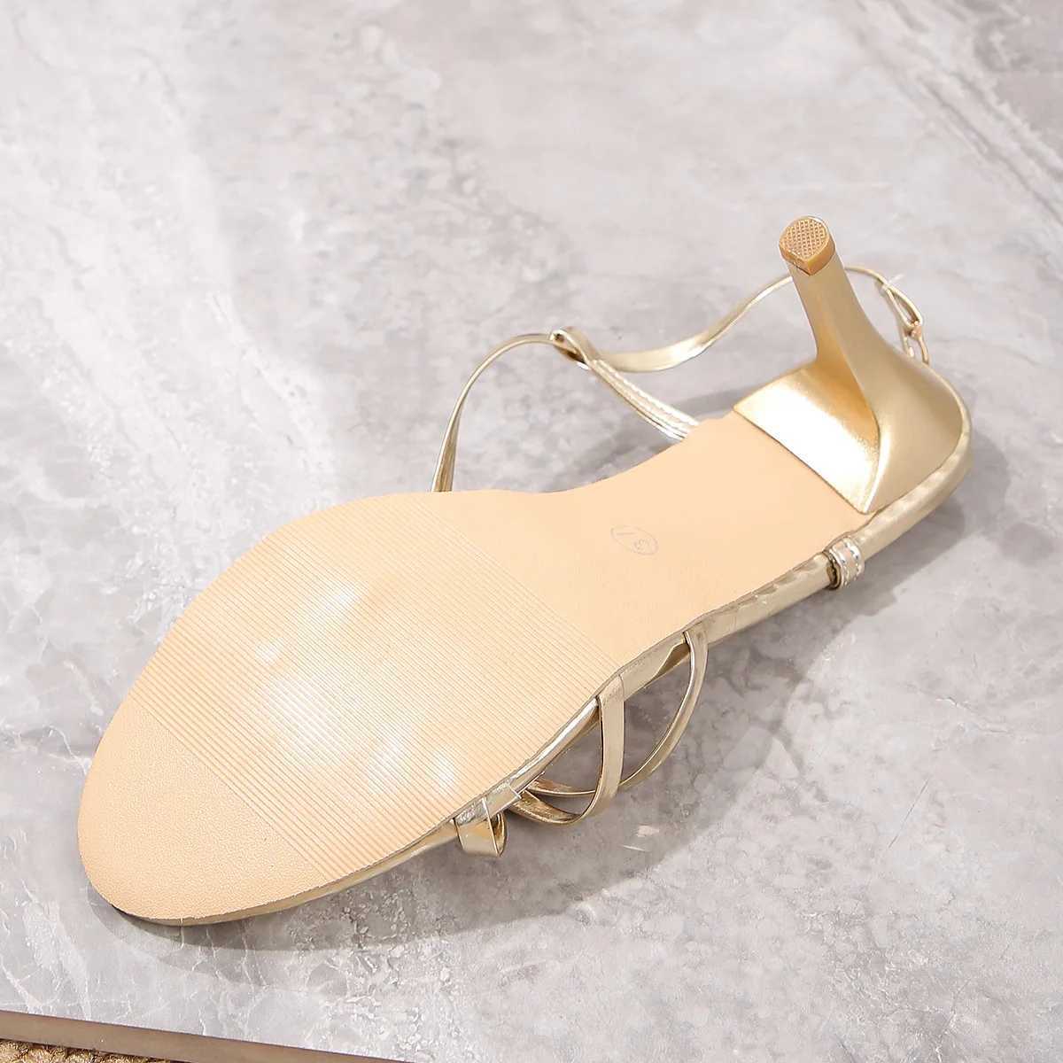 Sandals Womens Shoes Summer 2024 High Heels Stiletto Elegant Party Striptease Fi Sexy Gold DesignerXJ250410