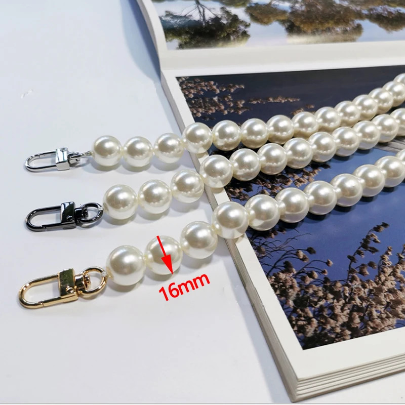 16mm Big Beaded Pearl Chain DIY 30cm-160cm Faux Pearl Bag Strap Replacement Shoulder Crossbody Purse Chain Strap Handle Strong 251110