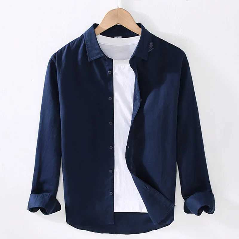 Mens Linen Cotton Long Sleeve Shirt Breathable Business Casual Resort Wear Spring Summer Holiday Beach Breathable White Shirts K251110