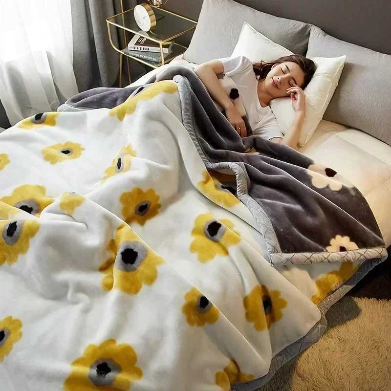 High-end Printed Warm Raschel Blankets for Winter Super Soft Warmth Weighted Blanket High-quty Antistatic Skin Friendly Duvet C251111