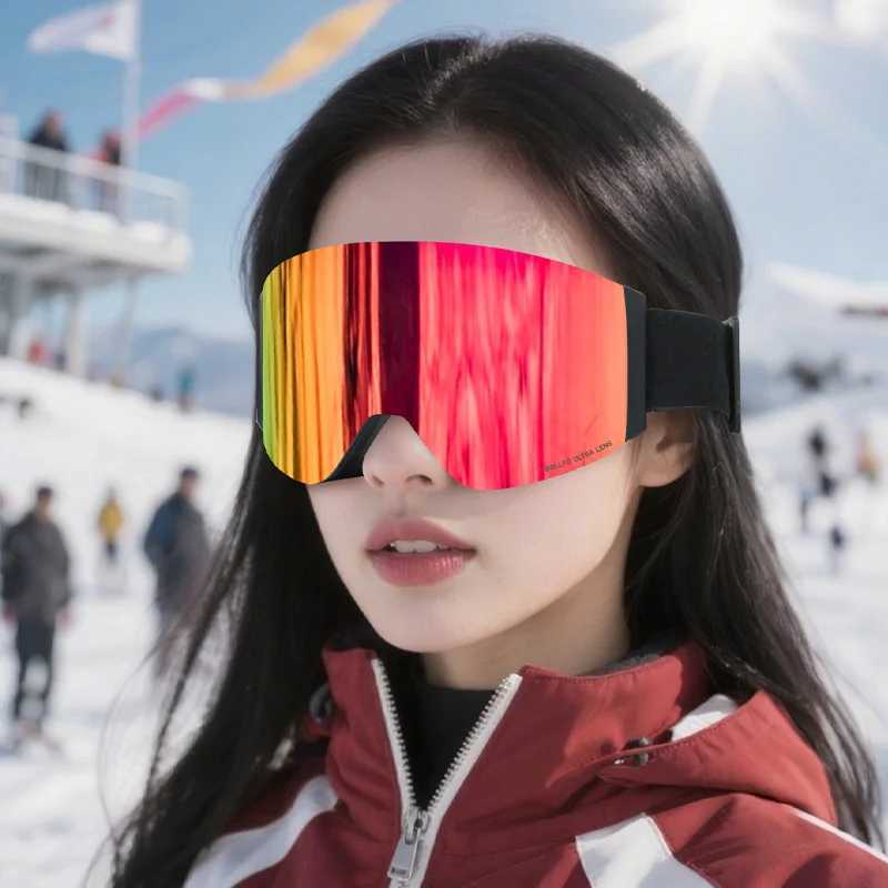 UV400 Magnetic Flip Cover Ski Goggles with Double Layer Lens Skiing Anti-fog Snowboard Goggles for Men Women Ski Glasses Eyewear K251110