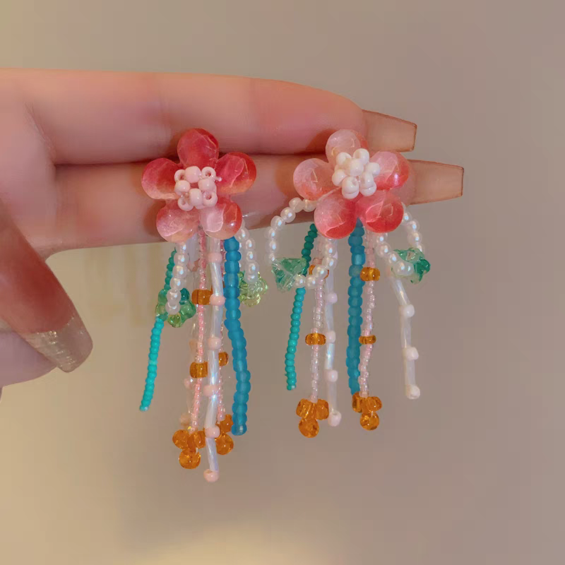 Elegant Two-Tone Floral Pendant Earrings Stylish Gift Idea for Her