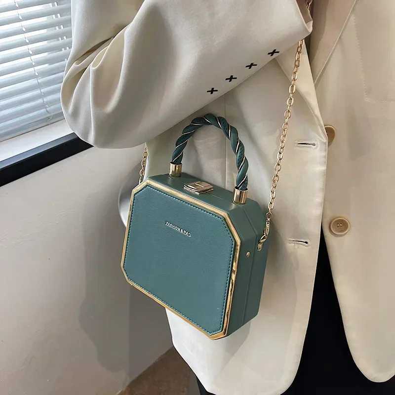 Hard Box Shape PU Leather Crossbody Bag with Short Rope Handle for Women 2022 Shoulder Handbags and Purses Lady Travel Cute ToteT251110