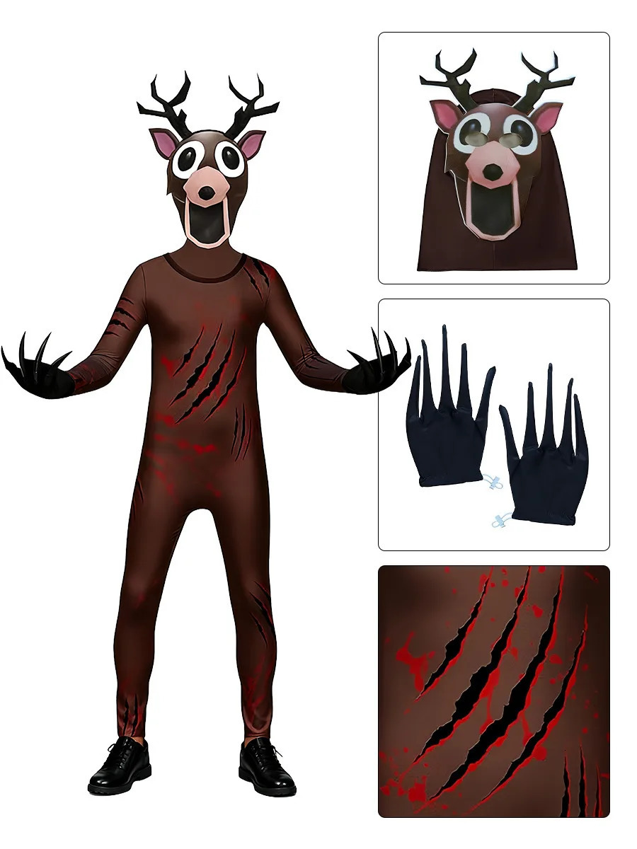 99 Nights In The Forest Deer Costume Fnaf Horriable Halloween owl party Costume for Adult Kid Nightmare Reindeer Christmas Gift251111