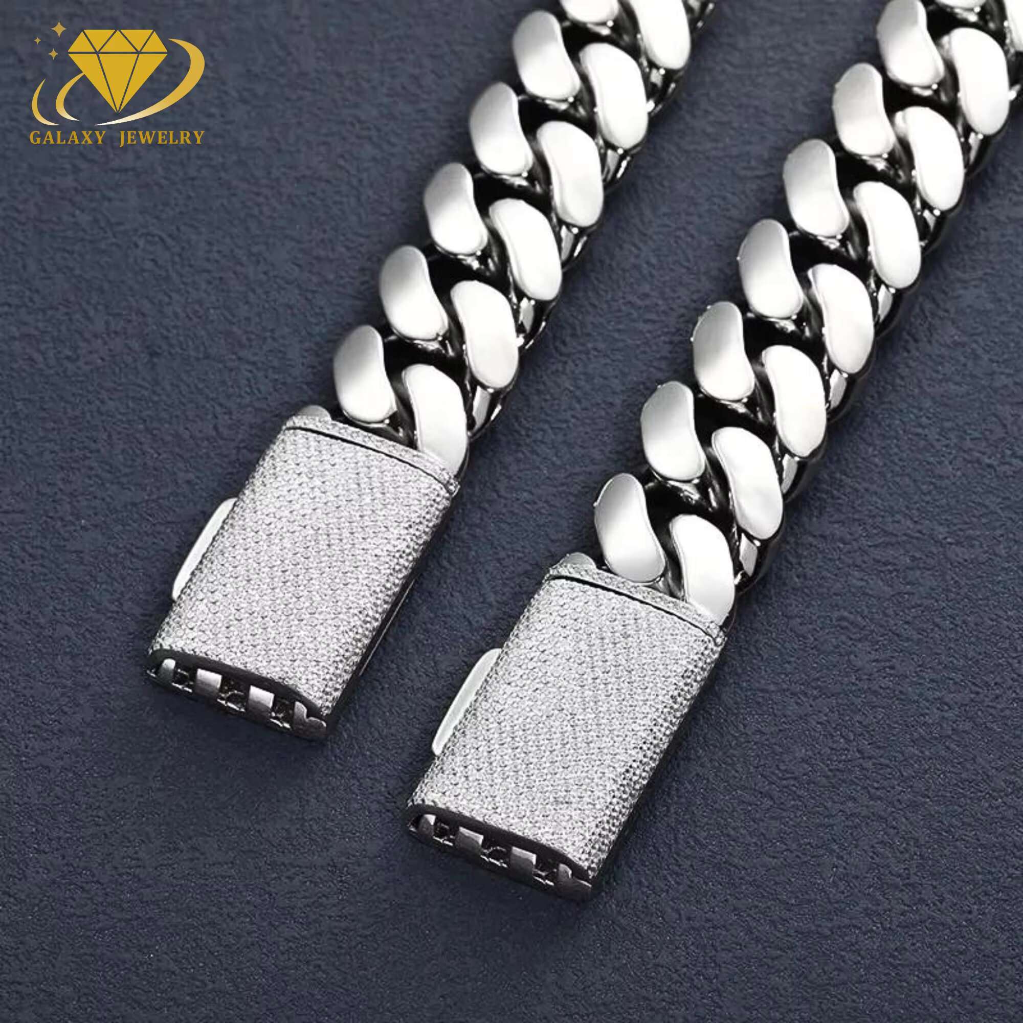 Hip Hop Jewelry Mens Punk 16mm 18mm 20mm Big Heavy Chunky Collar Thick Moissanite Clasp Solid 925 Silver Cuban Link Chain