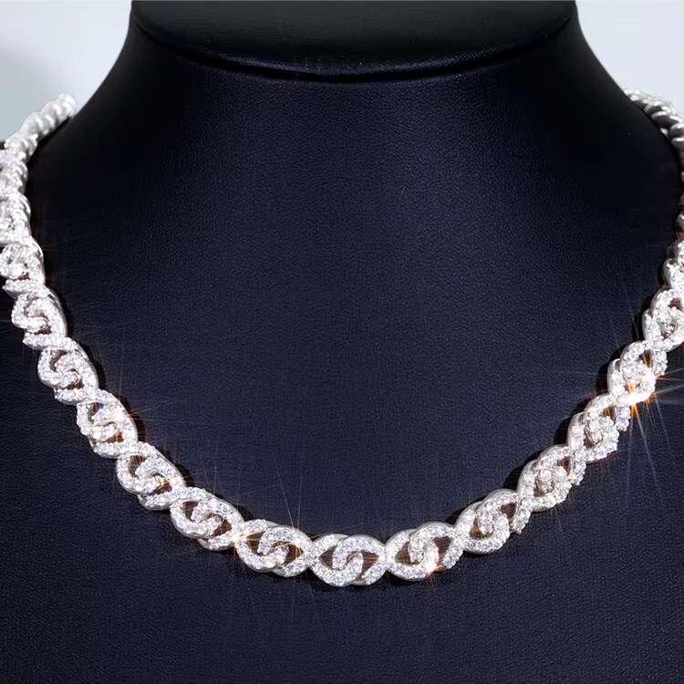 Hot Sale VVS Moissanite Diamond 925 Sterling Silver 9mm Width Cuban Link Chain Men Necklace Cuban Link Chain