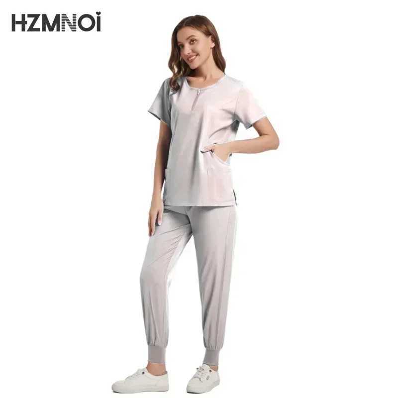 Surgical Uniforms Woman Scrub Set Medical Nurse Beauty Sn Workwear Clinical Scrubs Top + Pant Spa Doctor Nursing Tunic Suit X2504101