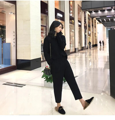 HMA High Quality Winter Women Cashmere Sweater Two Piece knitted Sets Tracksuit 2025 Fashion Sweatshirts Sporting Suit 251105