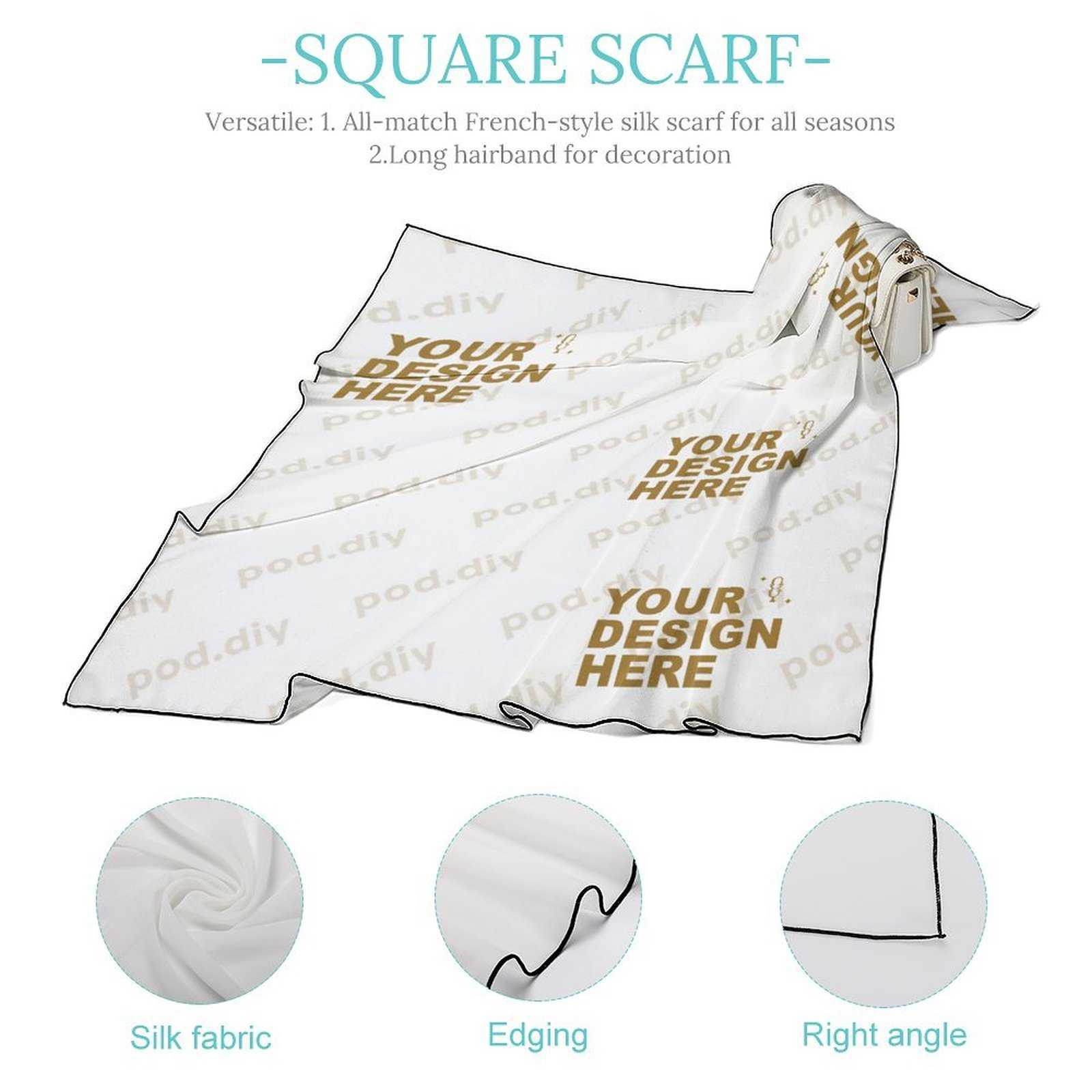 POD.DIY Women's Original Design Scarf lady Scarf Classic Letter Pattern Custom Shawl/Scarf Easy to Match Soft to the Touch Size 68*68cm