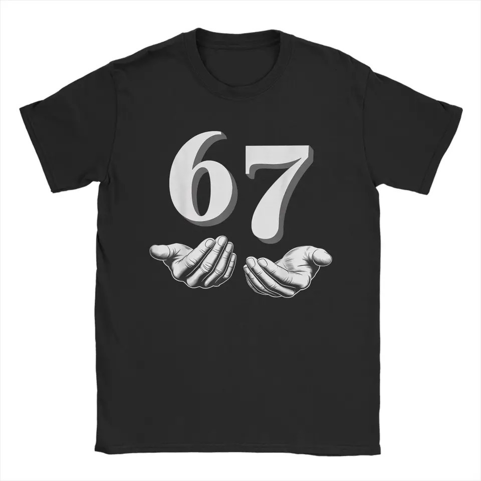 Fashion Six Seven 6 7 Meme Funny Hands T-Shirts Men Round Collar 100 Cotton T Shirt Gen Slang Tee Shirt Gift Idea merch 251110