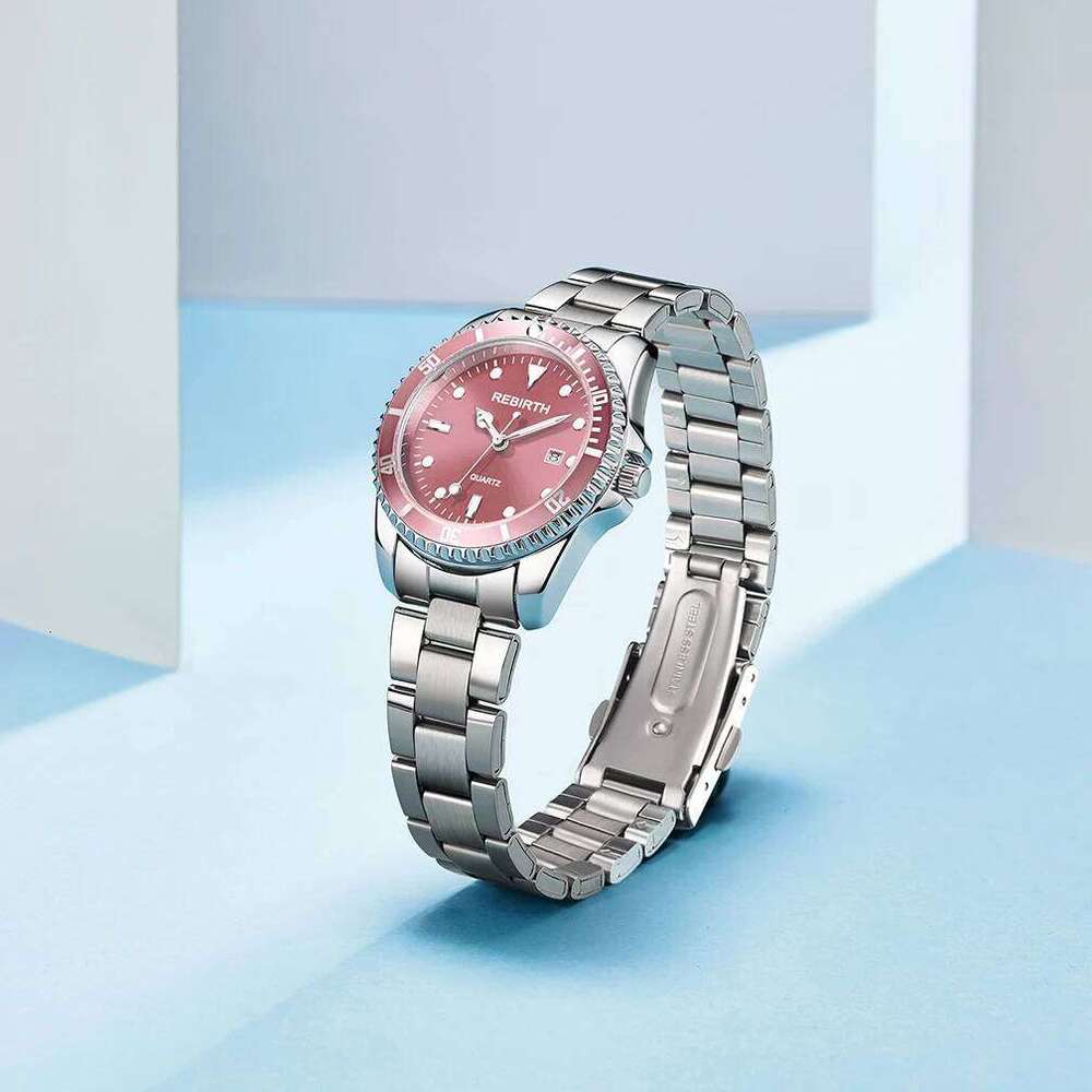 REBIRTH Original Fashion Business Stainless Steel Strap Automatic Date Waterproof Women's Watch
