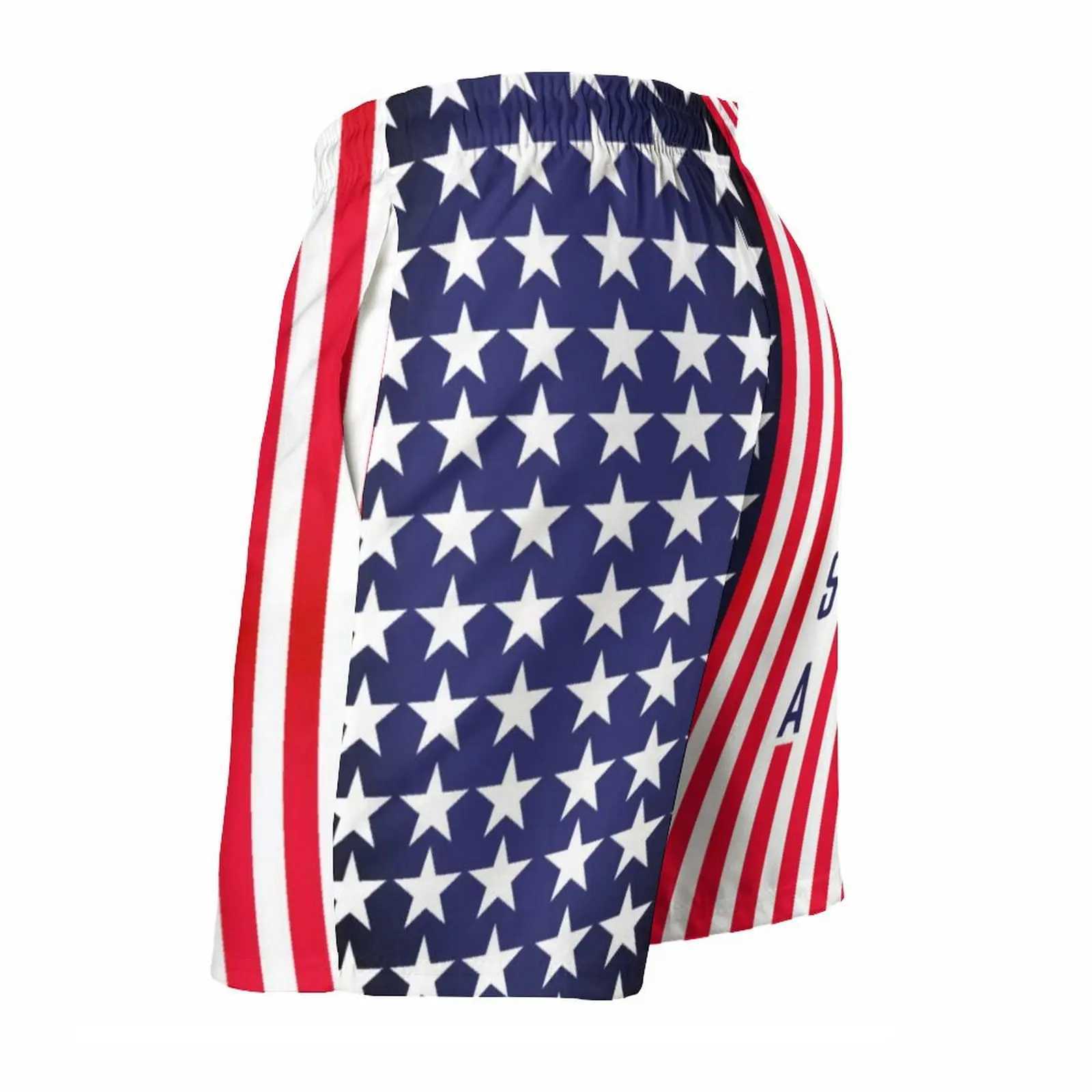 American flag board shorts patriotism modern Star Spangled Banner cute beach shorts mens print plus size swimming relay giftW250410