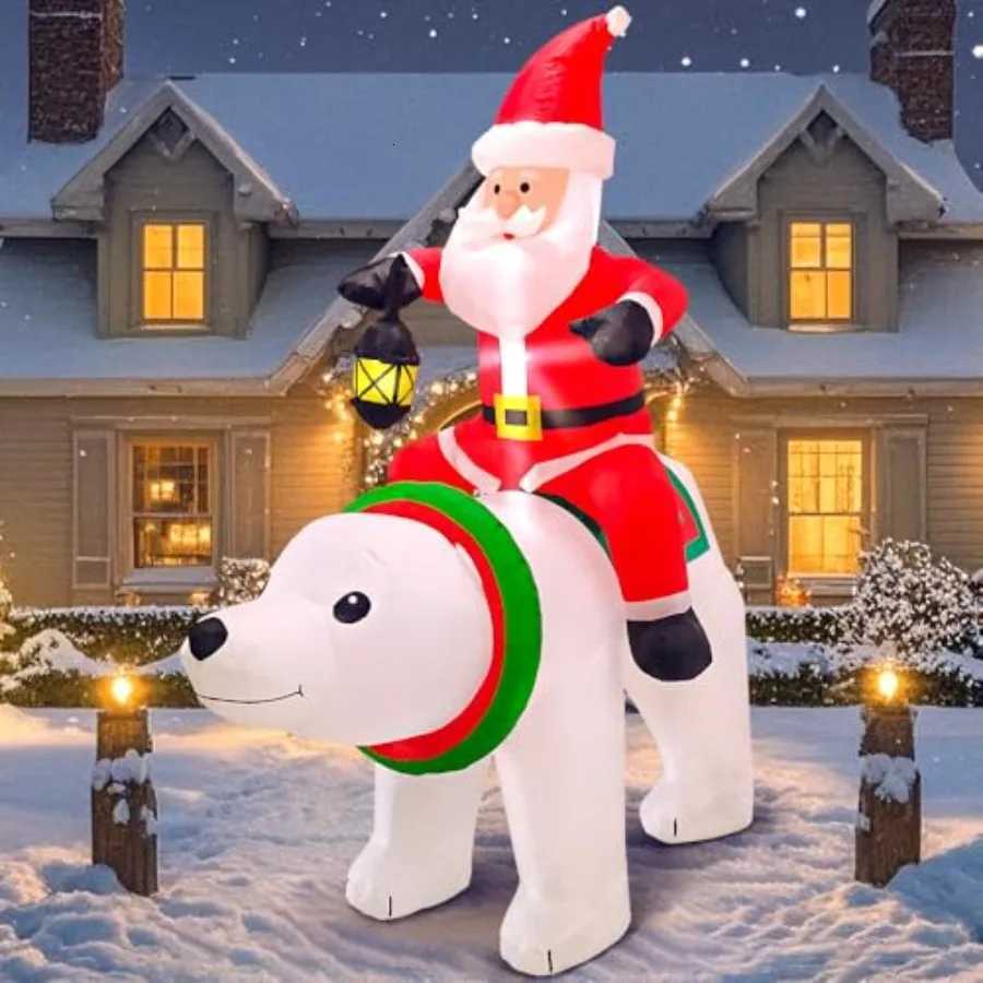 Christmas 6FT Christmas Inflatable Santa Claus with Polar Bear Buildin LED Lights Blow up Xmas Inflatables Decoration for Yard Garden Law Y251111