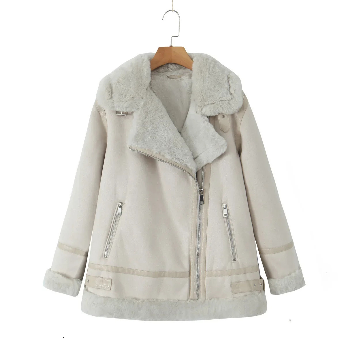 Casual Thickened Lamb Velvet Jacket Womens Autumn Winter Clothes Simple Style Outerwear Full Sleeve Flip Collar Coat 251106