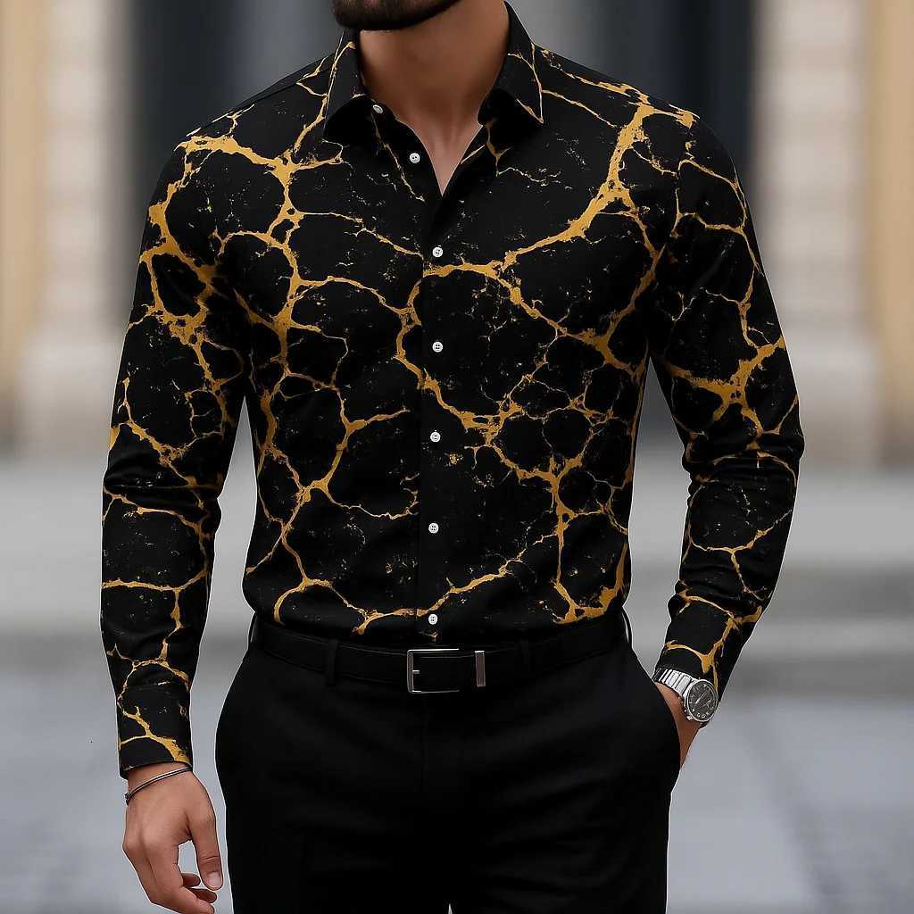 2025 Mens Long Sleeve Shirt Casual Slim Fit Button Down Shirt Linear Stripe Texture Shirt for Men Fashion Top Blouse Male Tees K251110