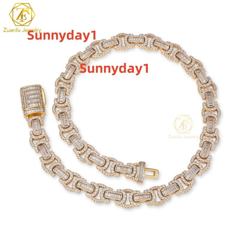 Custom Special Design Cuban Necklace VVS Moissanite Diamond 14mm 20inches Silver Gold Cuban Necklace Hip Hop Jewelry