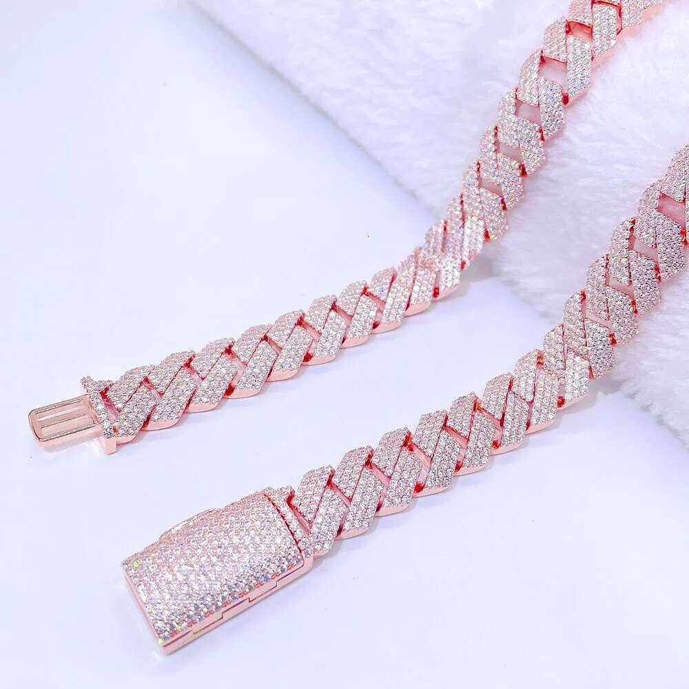 Hip Hop Jewelry Buss Down 16mm S k Customized Iced Out Necklace Vvs Moissanite Cuban Chain